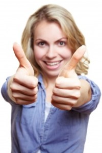 Woman with thumbs up