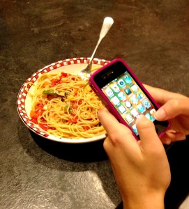 Eating while on cell