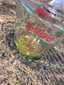 Oil in measuring cup