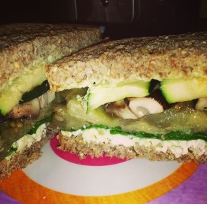 Spinach-feta sandwich