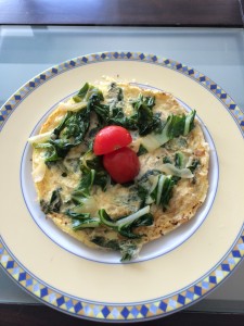 Omelet with sauteed beet greens and shallots 2