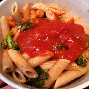 Sauce on pasta